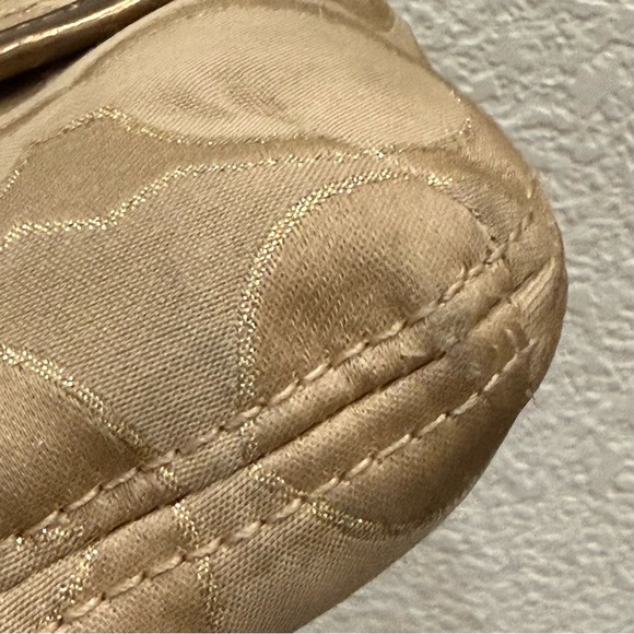 COACH 18980 Poppy Metallic Signature Canvas Push Lock Front Pocket Shoulder Bag - Picture 14 of 16